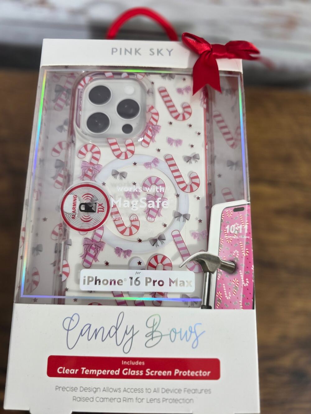 Pink Sky Iphone 16 Pro Max Christmas Candy Cane Themed Phone Case NIB